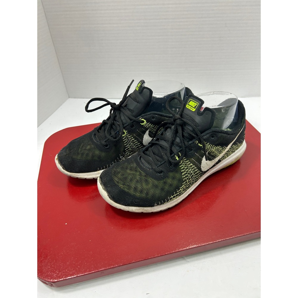Nike Mesh Flex Fury 5Y Black Volt Green Running Training Shoes Athleisure Sporty
